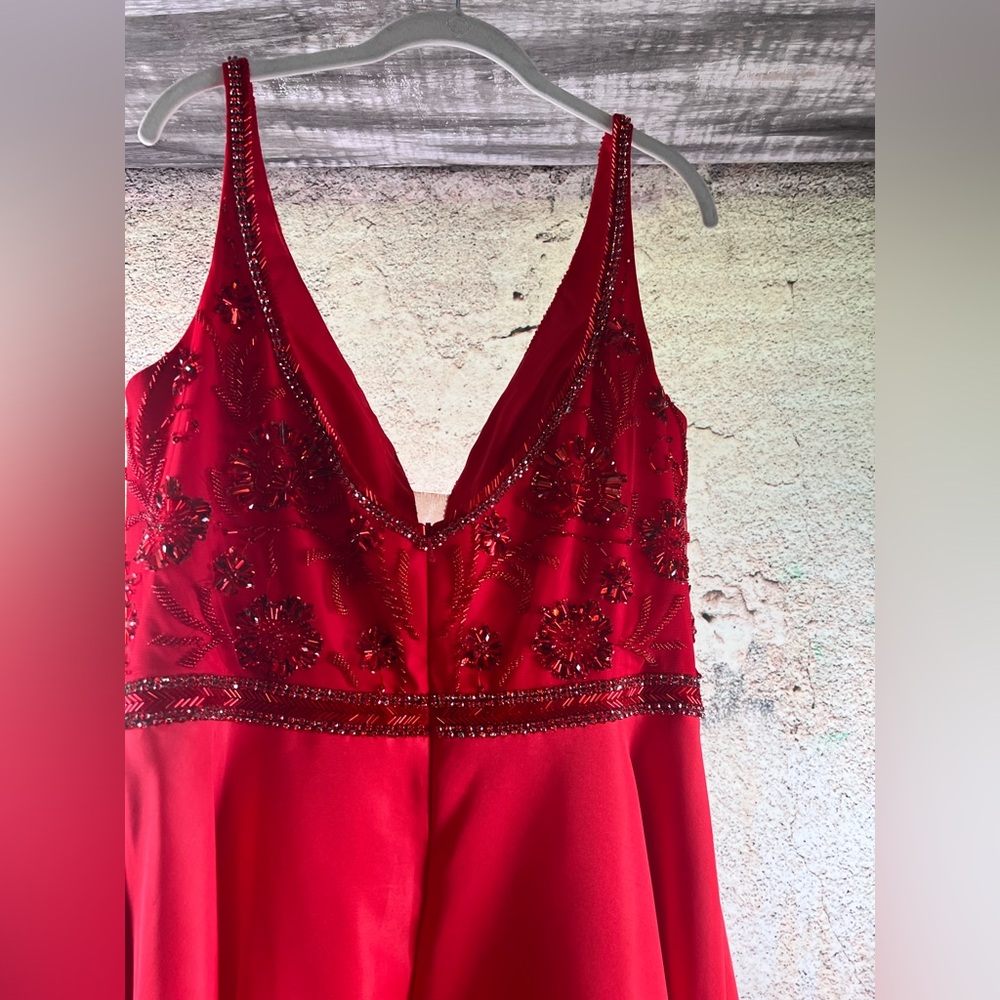 Sherri Hill red prom dress ball gown dress size 18 Elegant Red Evening Gown A72 - Picture 4 of 7